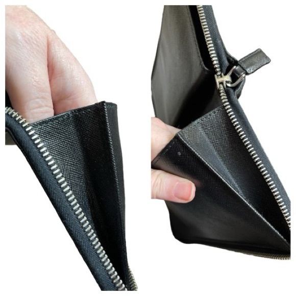 UNISEX Prada Black Saffiano Leather Travel/Organizer Zip Wallet/Chain 2M1220 EUC - Picture 9 of 16